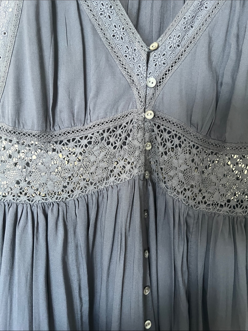 NWT Lucky Brand Nightshadow Navy Blue Eyelet-Trim Maxi Dress - Picture 7 of 11